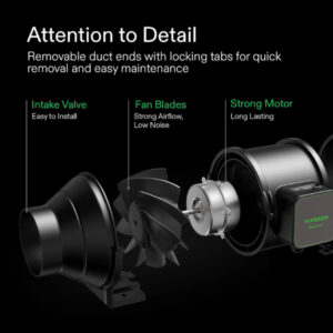 VIVOSUN AEROZESH S6 6" FAN + CARBON FILTER + DUCTING + E12 CONTROLLER KIT - Image 3