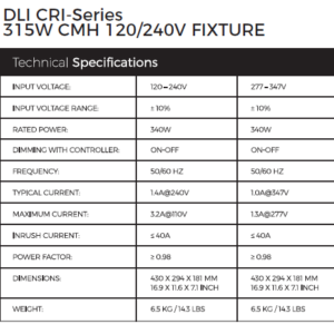 DLI CRI-SERIES 315W CMH FIXTURE - Image 4