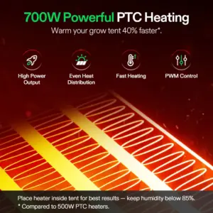 VIVOSUN AEROFLUX GROW TENT HEATER 700W - Image 5